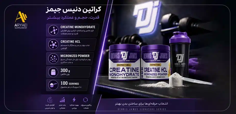 مقایسه کراتین مونوهیدرات و HCL دنیس جیمز